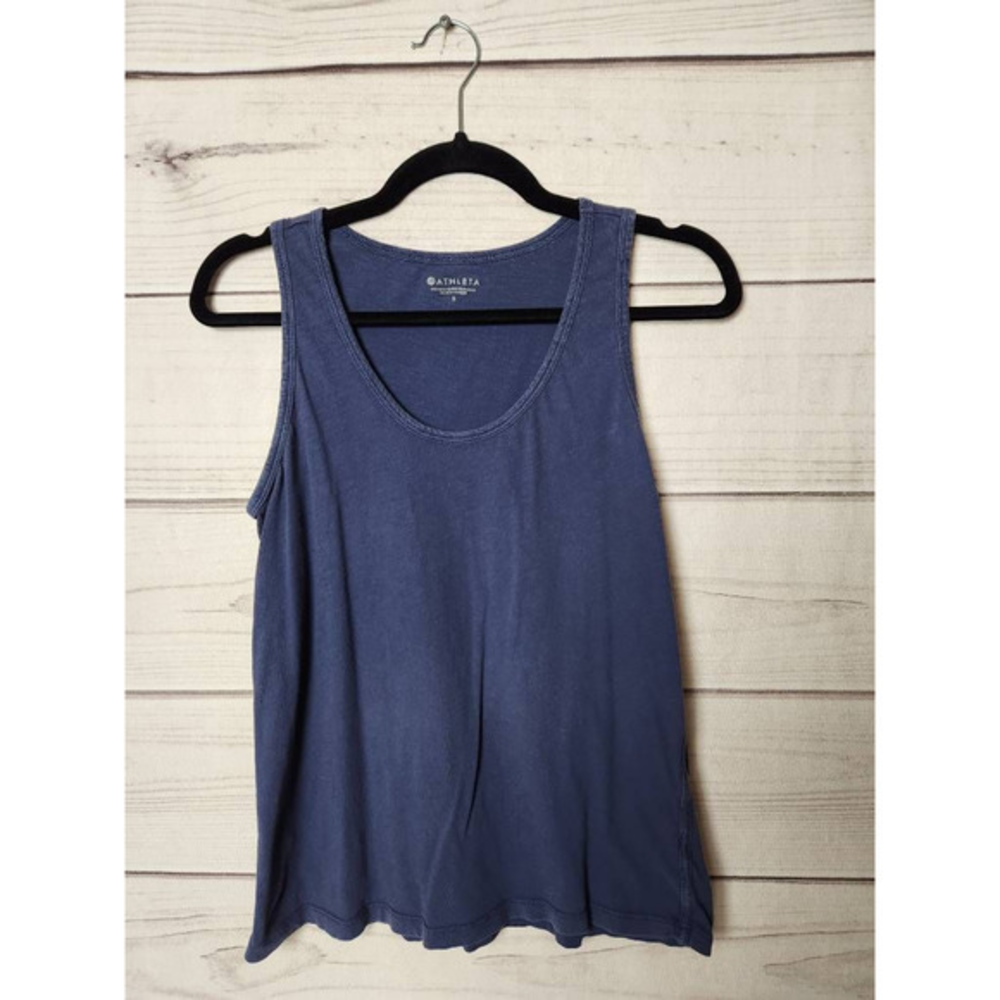 Athleta Womens Tank Top Shirt Blue Sleeveless Scoop Neck‎ Yoga Jogging S
